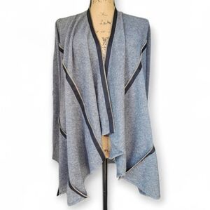 Jamison Women's Gray Wool Cashmere Blend Open Front Zipper Cardigan, Size S